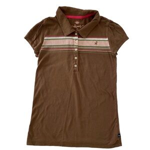 Old Navy Girls Brown Pink Green Polo Shirt XL